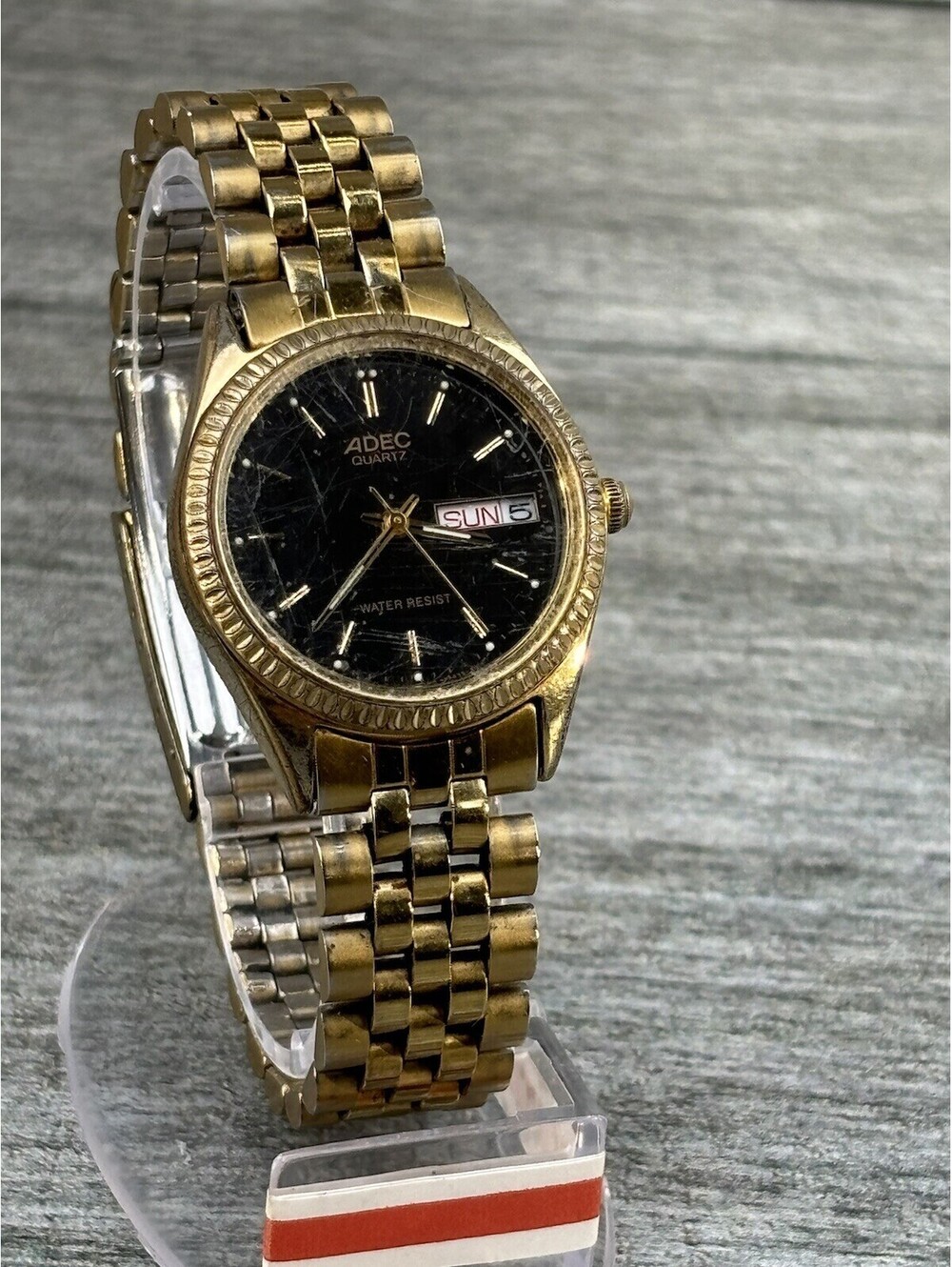 VTG Rare ADEC 6B00 Quartz Japan T76975 KY WR Gold Black Watch T17424 KT GN-0-S